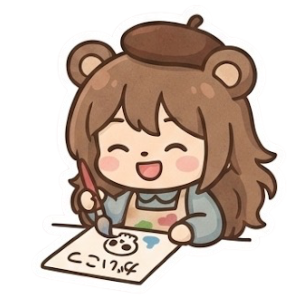 落書きしている熊耳ロン毛ガール