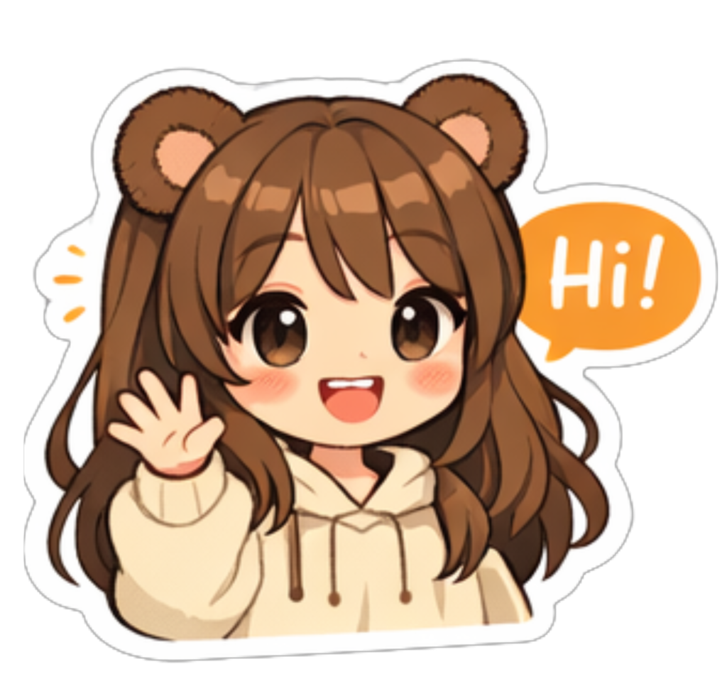 熊耳ロン毛ガールデジタルステッカー　hi