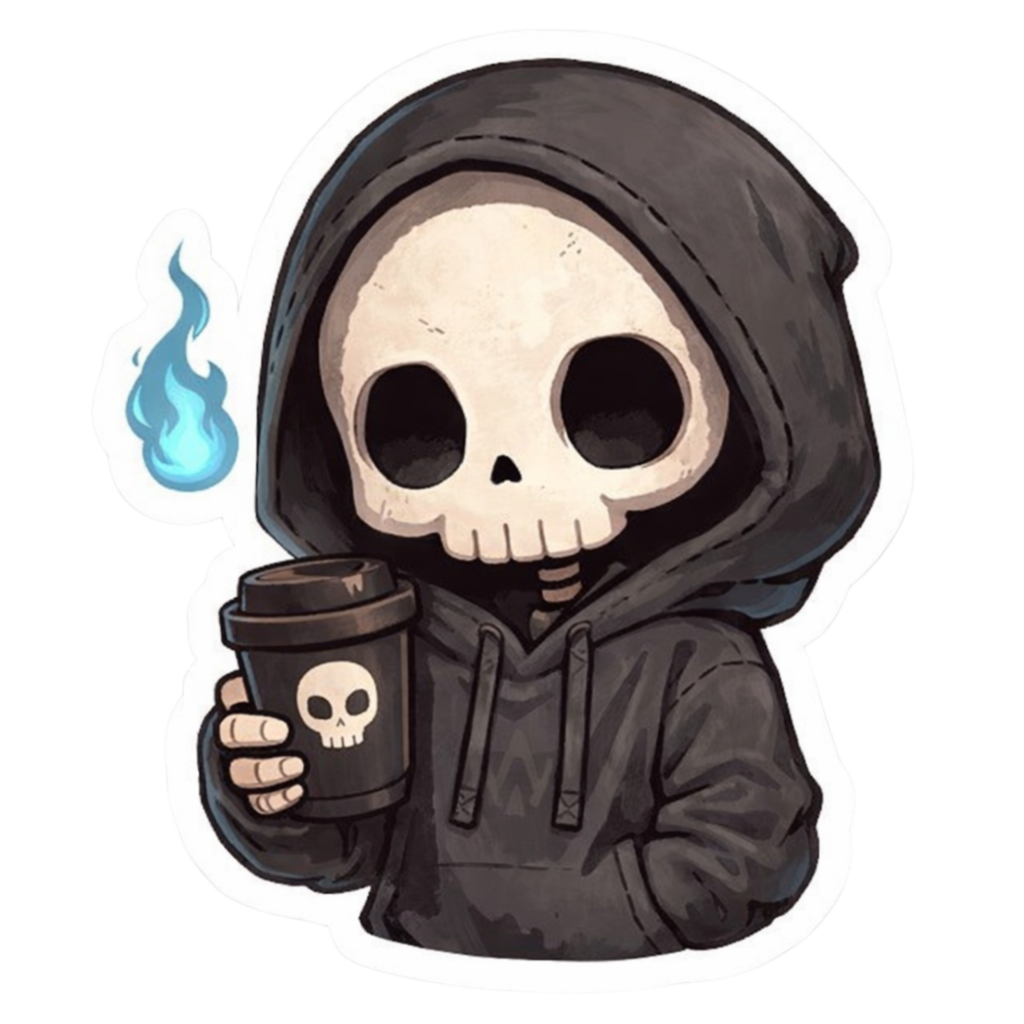 骸骨パーカー男ステッカー　ドクロコーヒー