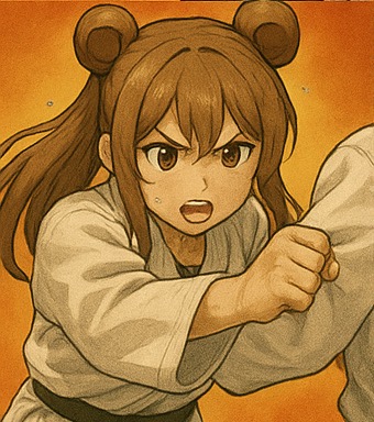 リアルな画風の組手熊耳ロン毛ガール