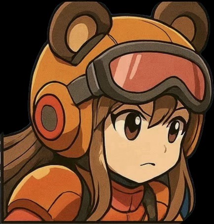 宇宙スーツ着て真剣な表情の熊耳ロン毛ガール