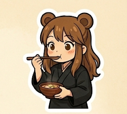 けんちん汁食べる修行体験熊耳ロン毛ガール