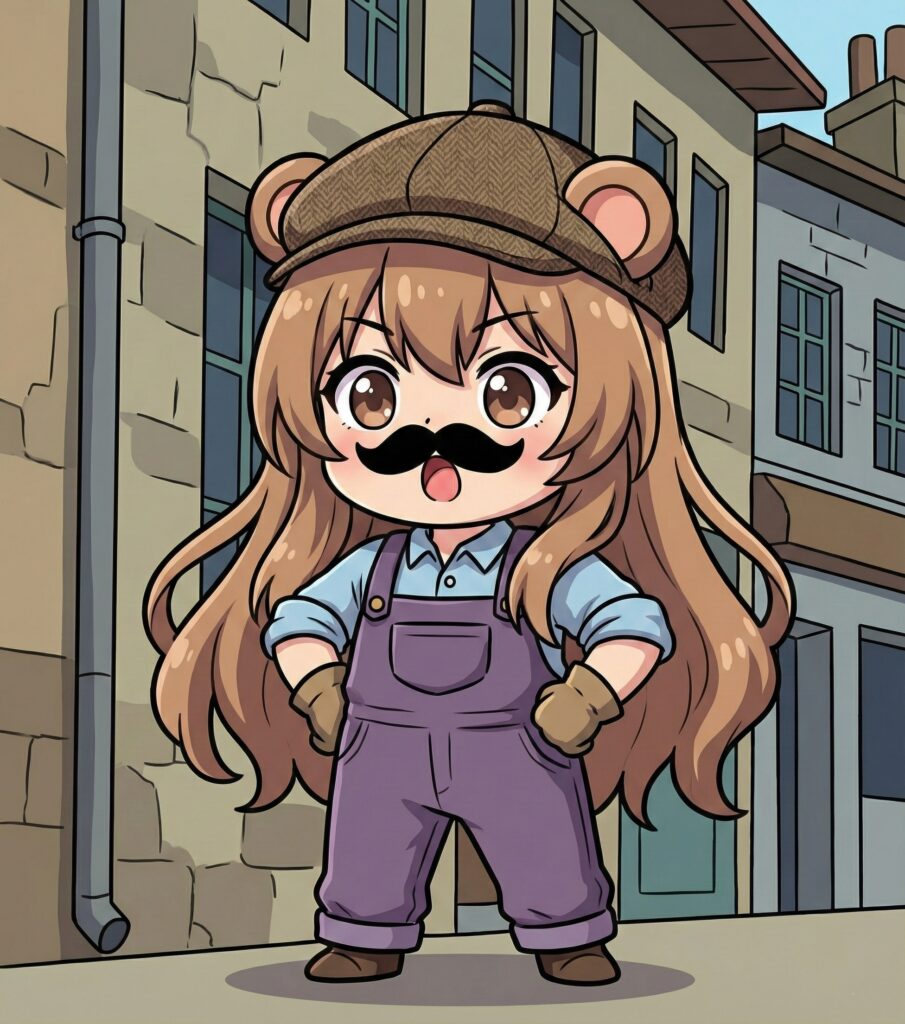 某親方の真似をしてる熊耳ロン毛ガール