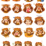 鬼の子熊耳ロン毛ガールのデジタルステッカー