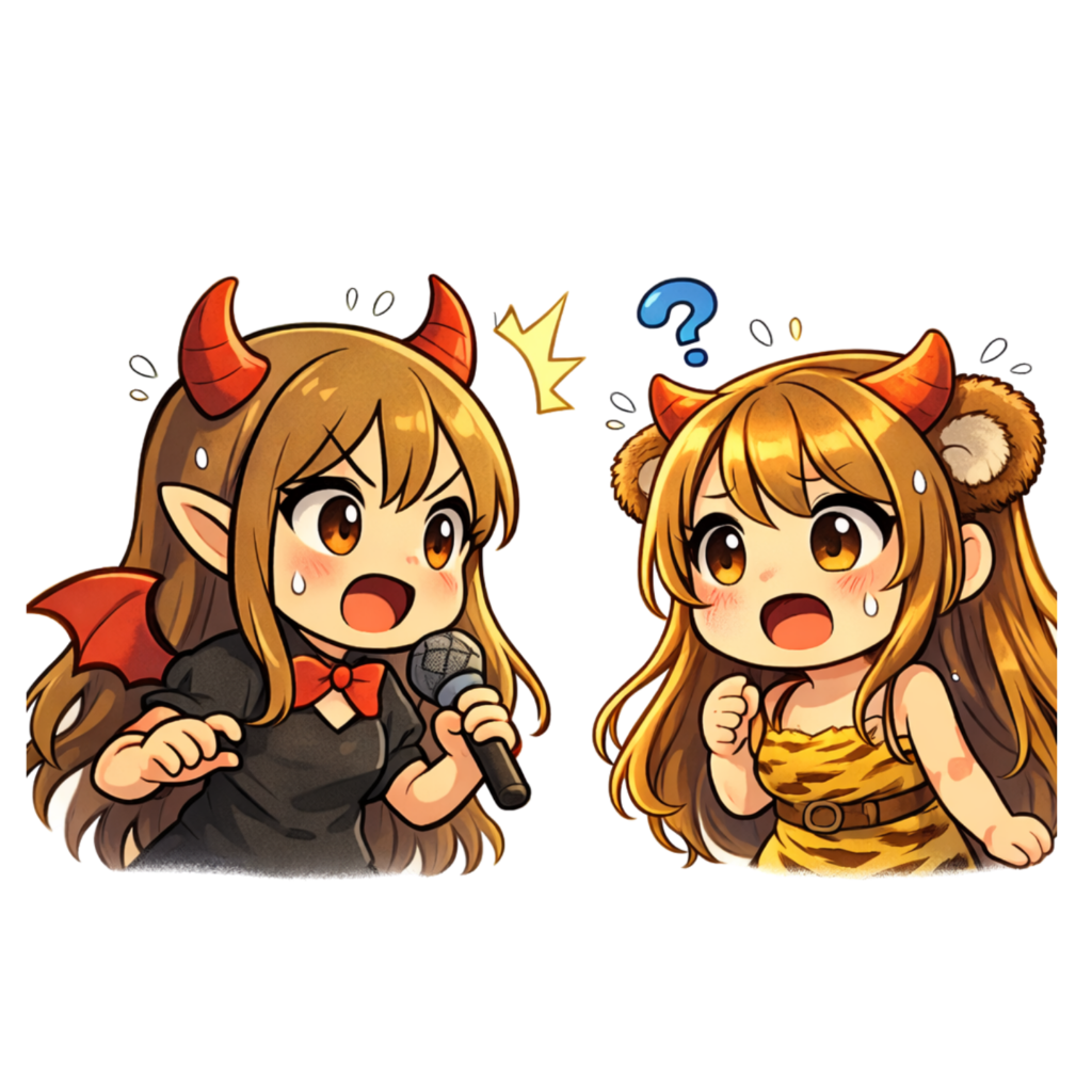 悪魔ロン毛ガールと鬼の子熊耳ロン毛ガールの邂逅