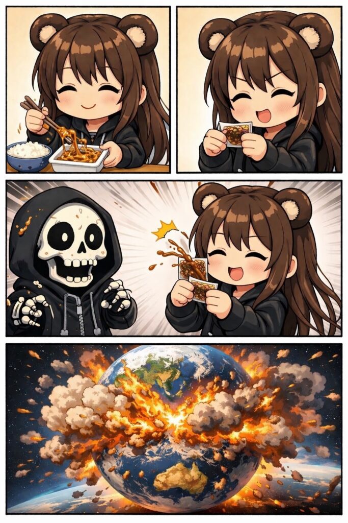 納豆のたれが飛び散って地球爆発